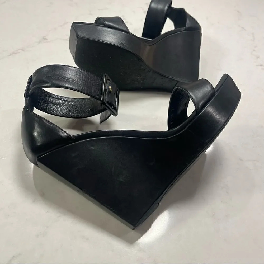 Saint Laurent Black Wedge Buckle Heel - Picture 12 of 14